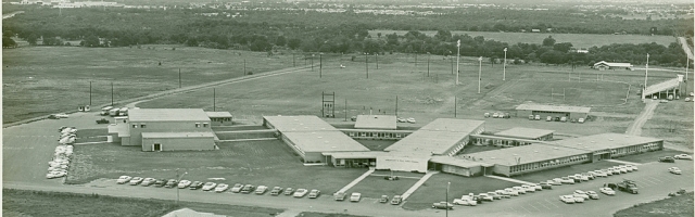 1958 aerial view of L.D. Bell High School.
